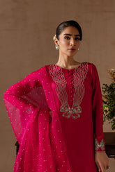 Maria Osama Khan - Peony  - FUSHIA PINK - RAWSILK & Organza - 3 Piece